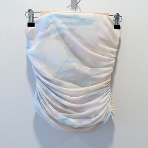 ZARA STRAPLESS TULLE TOP TIE-DYE PRINT MULTICOLOR SIZE XS